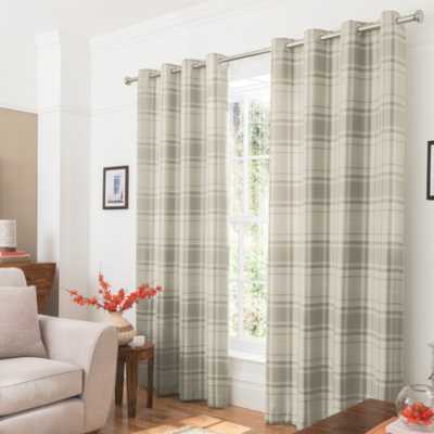 Home Natural Woven Check Curtains Curtains at ASDA