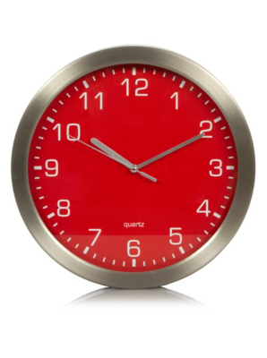 Home Red Metal Wall Clock Home Accessories at ASDA