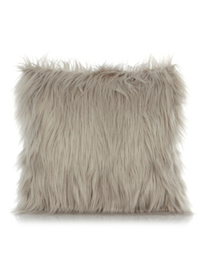 Home Grey Faux Mongolian Fur Cushion 43x43cm Cushions