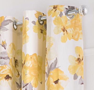 Home Yellow Watercolour Floral Curtains Curtains at ASDA