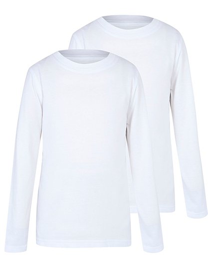Boys School 2 Pack Crew Neck Long Sleeve T-shirts â White | School | George at ASDA