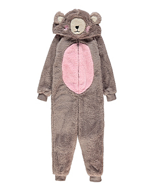 Hooded Teddy Bear Onesie | Girls | George at ASDA