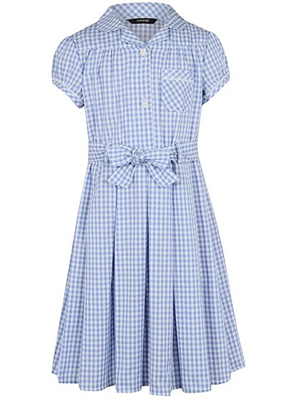 Girls School Gingham Dress – Light Blue | School | George at ASDA