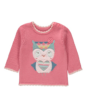 Owl Knitted Jumper Baby George at ASDA