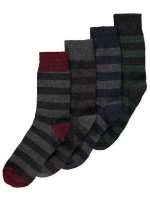 4 Pack Striped Socks | Men | George at ASDA