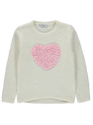 pink jumper with red hearts