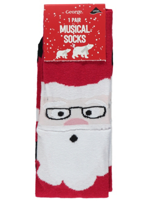 Christmas Musical Santa Socks  Men  George at ASDA