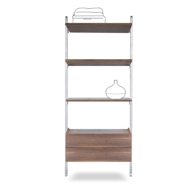 Relax Small Shelving Kit with Drawers Walnut Bookcases &