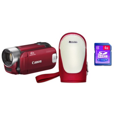 Canon Legria FS-306 Red Camcorder - 37 x Zoom - 2.7