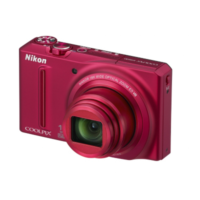 Nikon Coolpix S9100 Digital Camera - Red, Red