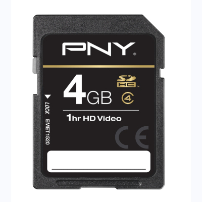 PNY Memory Card 4GB SDHC - Class 4, Black