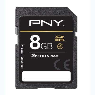 PNY Memory Card 8GB SDHC - Class 4, Black