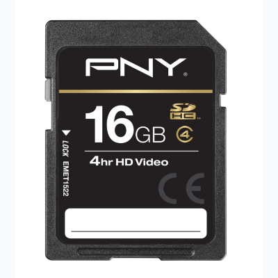 PNY Memory Card 16GB SDHC - Class 4, Black