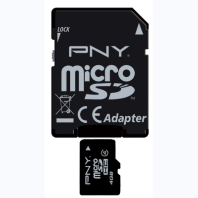 PNY Memory Card MicroSDHC 4GB - Class 4, Black