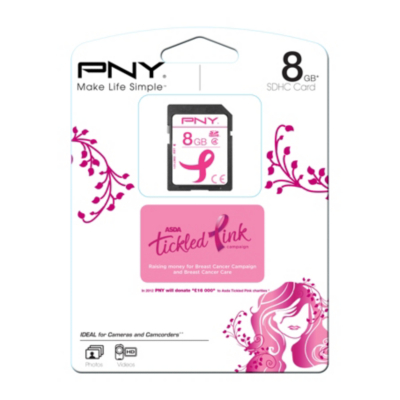 PNY Memory Card 8GB Tickled Pink SDHC Memory