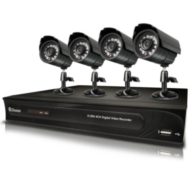 DVR4-1200 4 Camera Security System, Black