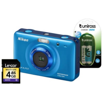 Coolpix S30 Blue Camera Kit inc 2x AA