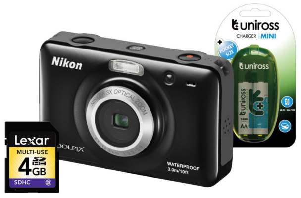 Nikon Coolpix S30 Black Camera Kit inc 2x AA