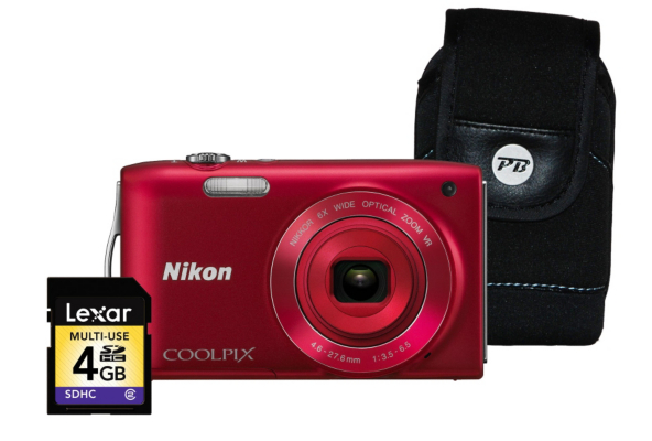 Nikon Coolpix S3300 Red Camera Kit inc 4Gb SD