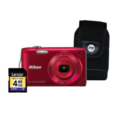 Coolpix S3300 Red Camera Kit inc 4Gb SD