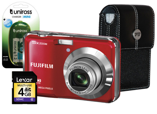 Fuji FinePix AX550 Red Camera Kit inc 4Gb SD, 2x