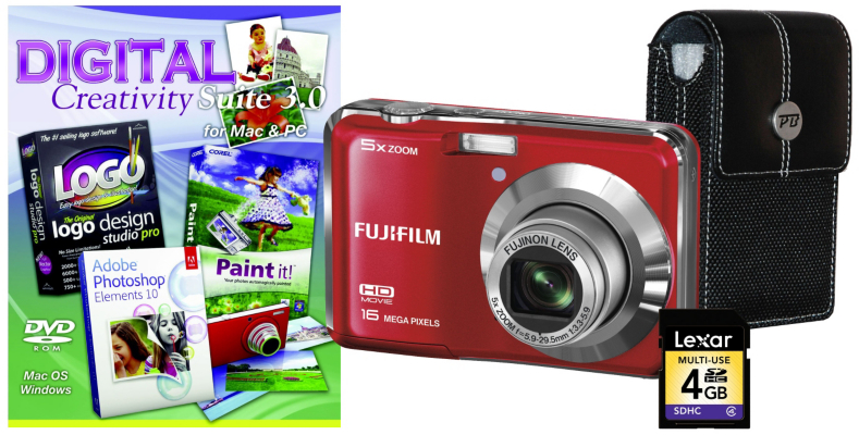 Fuji FinePix AX550 Red Camera Kit inc 4Gb SD,