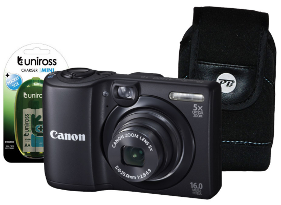 Canon PowerShot A1300 Black Camera Kit inc 2x AA