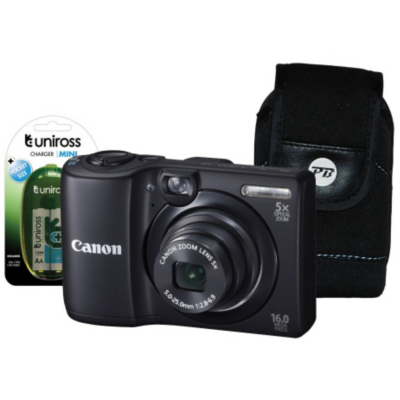PowerShot A1300 Black Camera Kit inc 2x AA