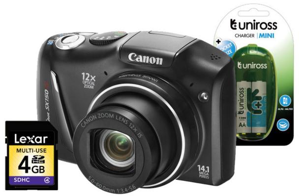 Canon PowerShot SX150 IS Black Camera Kit inc 2x