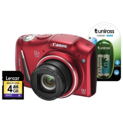 PowerShot SX150 IS Red Camera Kit inc 2x