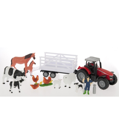 Massey Ferguson Tractor and Trailer Farm Playset