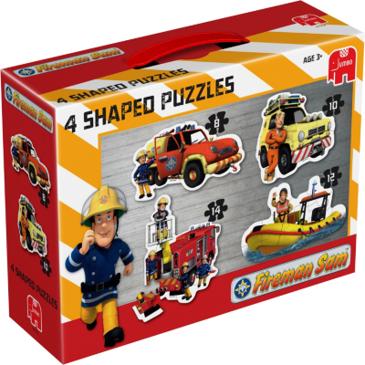 Jumbo Fireman Sam 4 Shaped Jigsaw Puzzles In A Box -