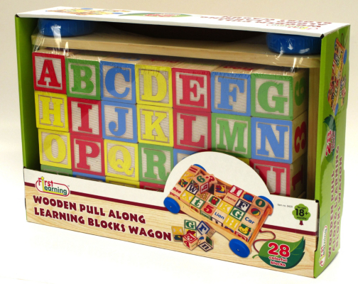 First Learning Wooden Pull Along Learning Blocks Wagon 8420