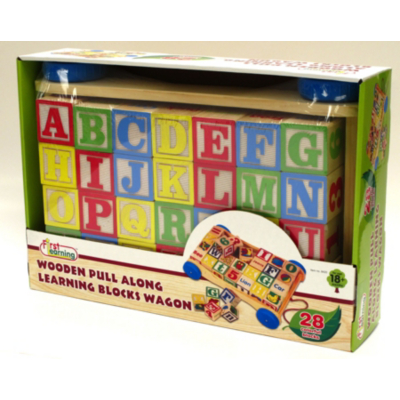 Wooden Pull Along Learning Blocks Wagon 8420