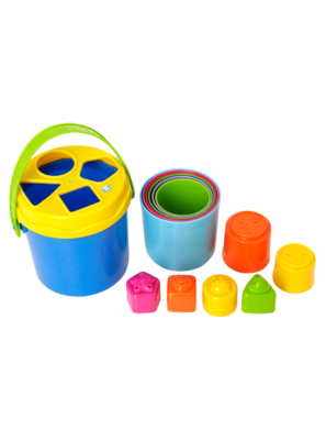 ASDA Blue Box Nest, Shape Sorting and Stack Bucket