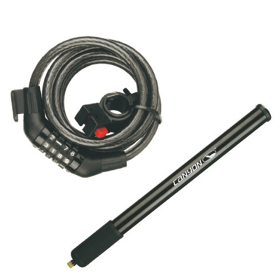 Lock, Pump and Puncture Repair Kit, Black ZAS155