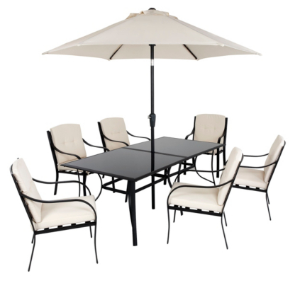 ASDA Haversham 8 Piece Patio Dining Set, Black and