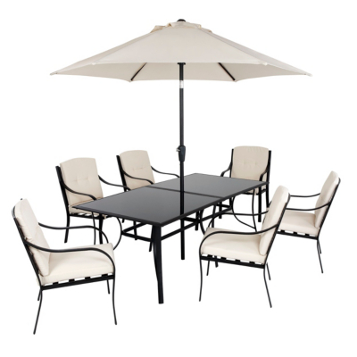 Haversham 8 Piece Patio Dining Set, Black and