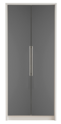Minsk Grey Gloss Wardrobe 2 Door Wardrobes at ASDA