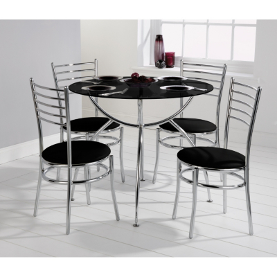 Piece Dining  on Asda Direct   5 Piece Chrome Dining Set   Black Glass Customer Reviews