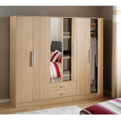 ASDA Washington 6 Door Plain Wardrobe - Beech Effect,