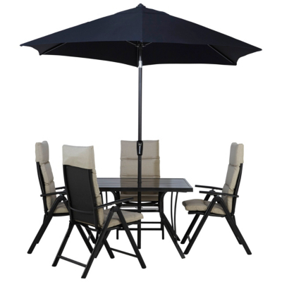 Haversham 6 Piece Recliner Patio Set Linen Garden Furniture