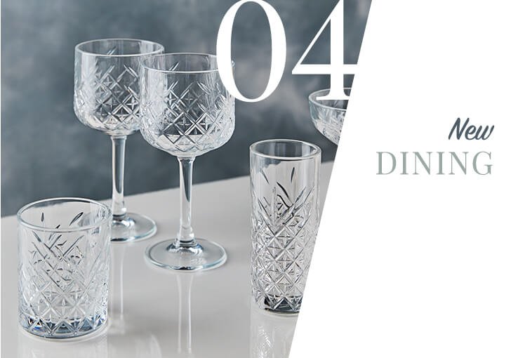 Two gin glasses, a hiball and a tumbler from the Timeless glass collection.
