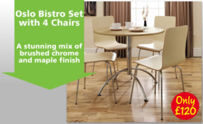 Oslo Bistro Set with 4 Chairs