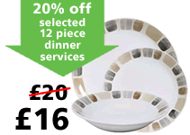 saving on selected 12 piece dinner services