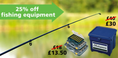 25% off fishing equipment