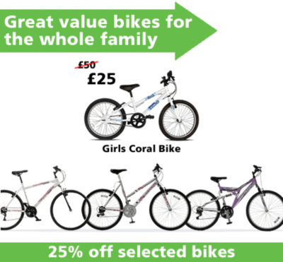 25% off selected Bikes for all the family