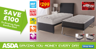 Airsprung Aspen Guestbed Black - With 2 Sprung Mattress