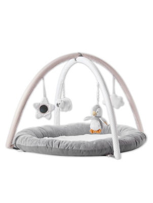 grey and white baby play gym