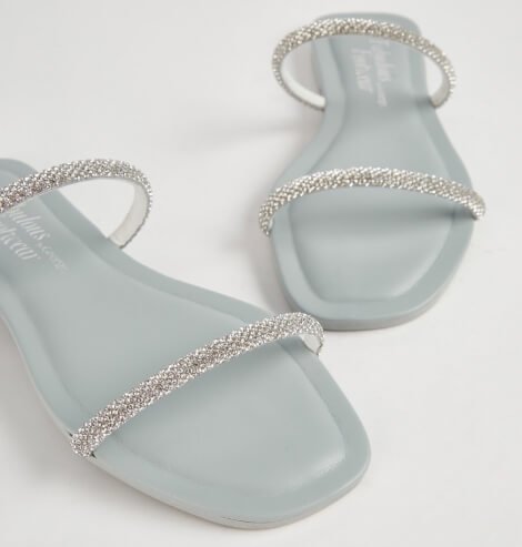 Silver-tone sparkle sandals.